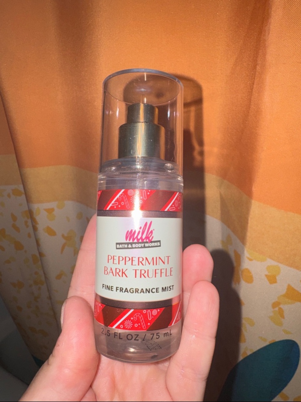 Bath & Body Works Peppermint Bark Truffle Mist - Red/White/Gold